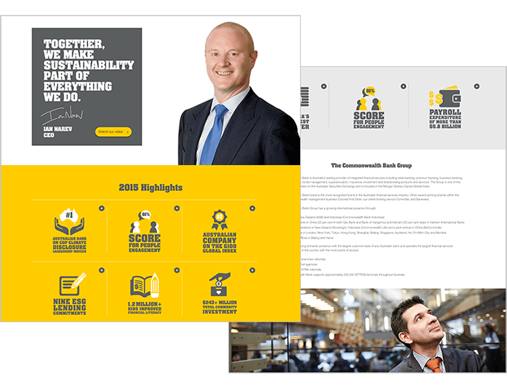 CBA approached RADAR to develop an interactive Corporate Sustainability microsite, which delivers information in an interesting, easy to digest manner