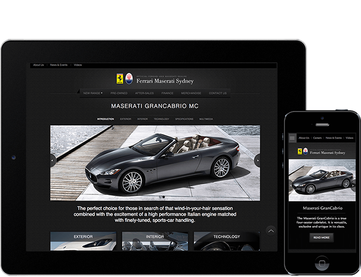 Ferrari Maserati engaged RADAR to develop a visually appealing and immersive new website