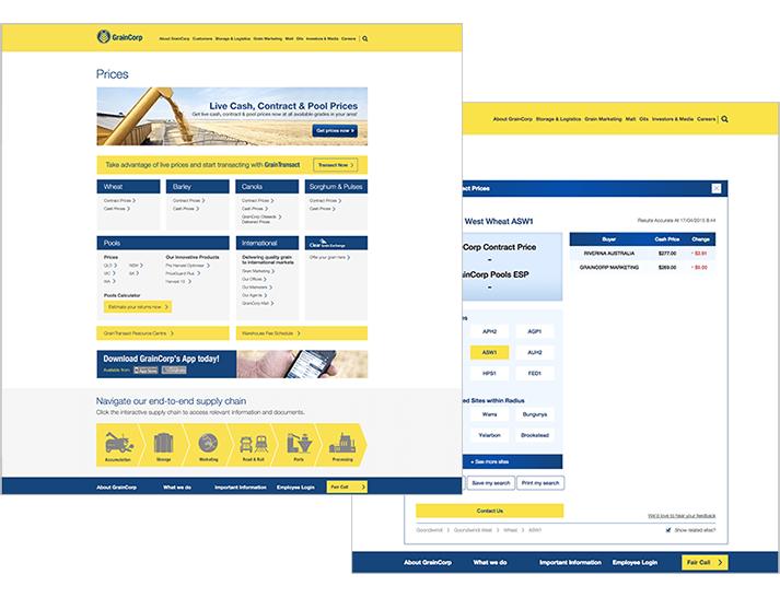 For GrainCorp RADAR was engaged to build a new mobile responsive website