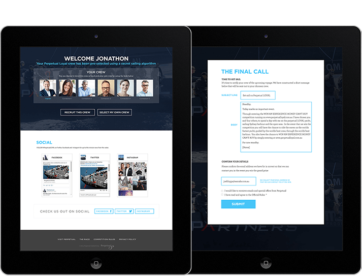 Perpetual approached RADAR to design and develop an immersive website experience for their Sydney to Hobart promotional campaign