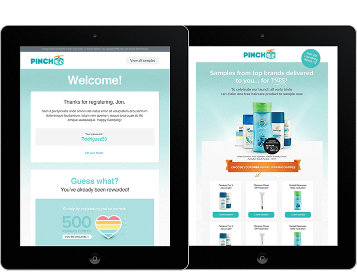 PINCHME engaged RADAR to develop a data rich, audience segmenting website that offers consumers free product samples